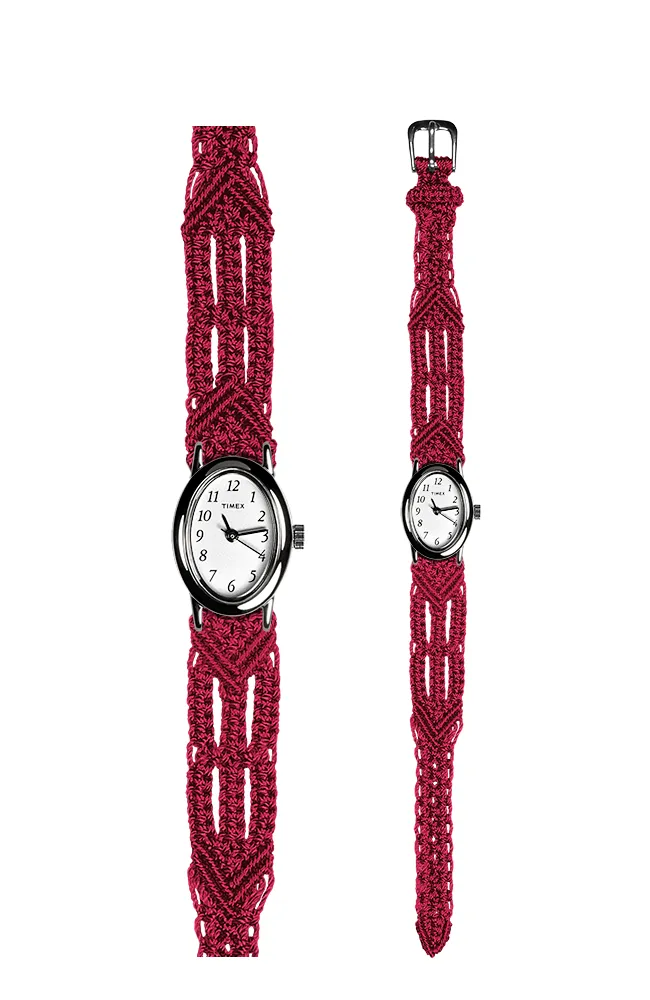 106 Red - Narrow with Timex Silver Cavatina Watch