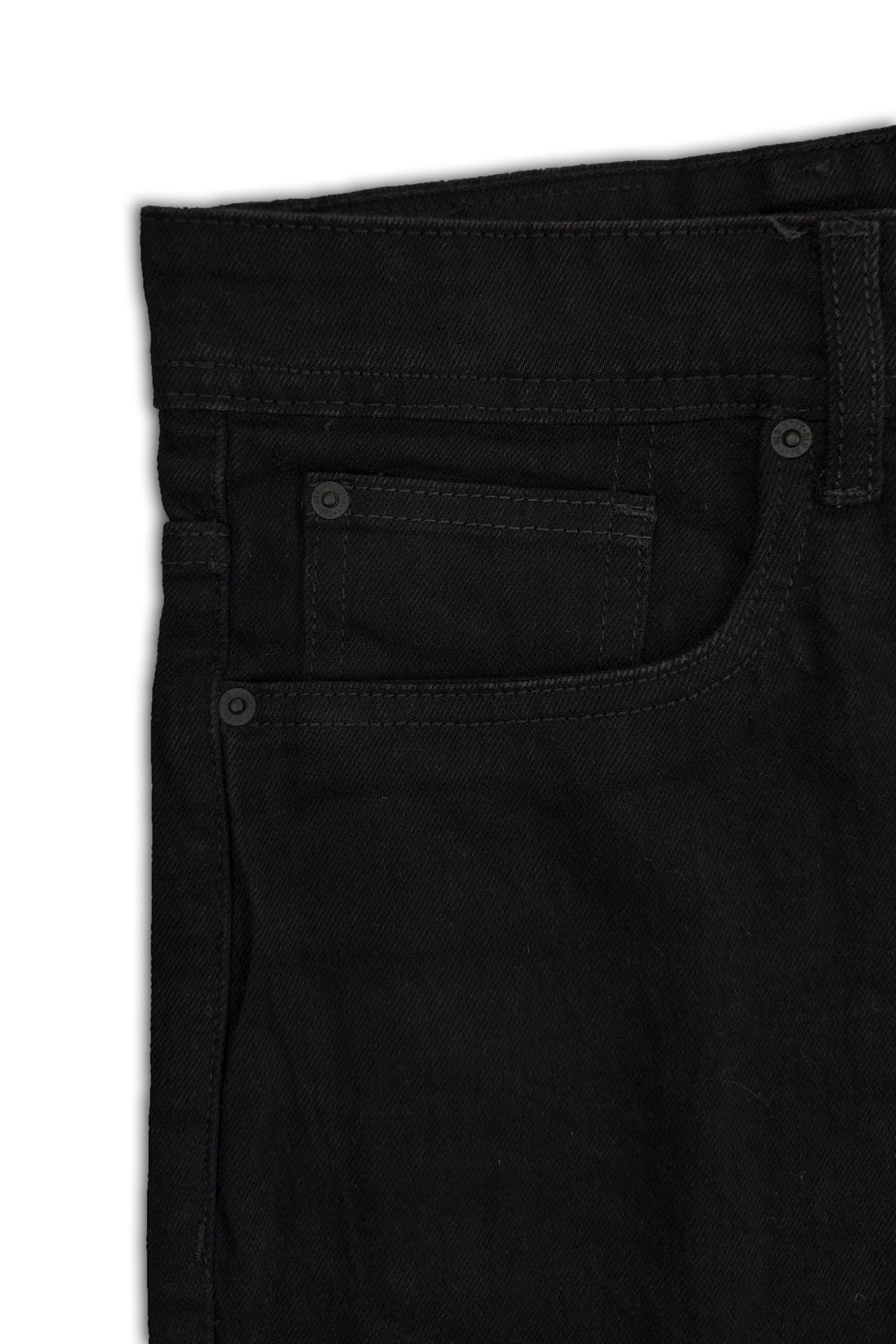 Ankle Length Jet Black Denim Jeans - 0123045