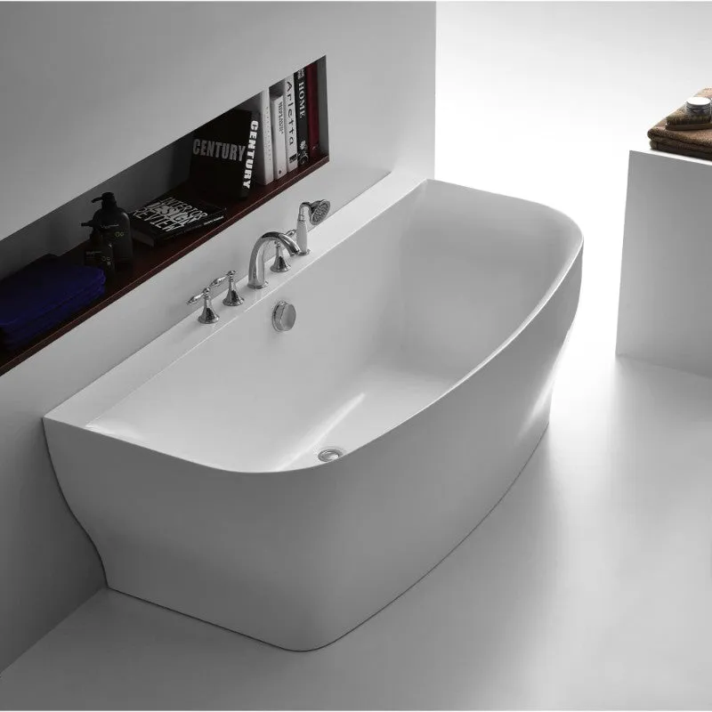 Bank 64.96" Acrylic Freestanding Bathtub in Glossy White