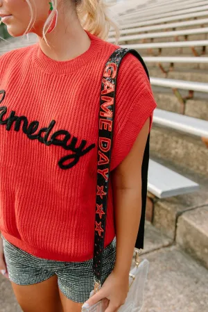 Black & Red Sequin Gameday Bag Strap