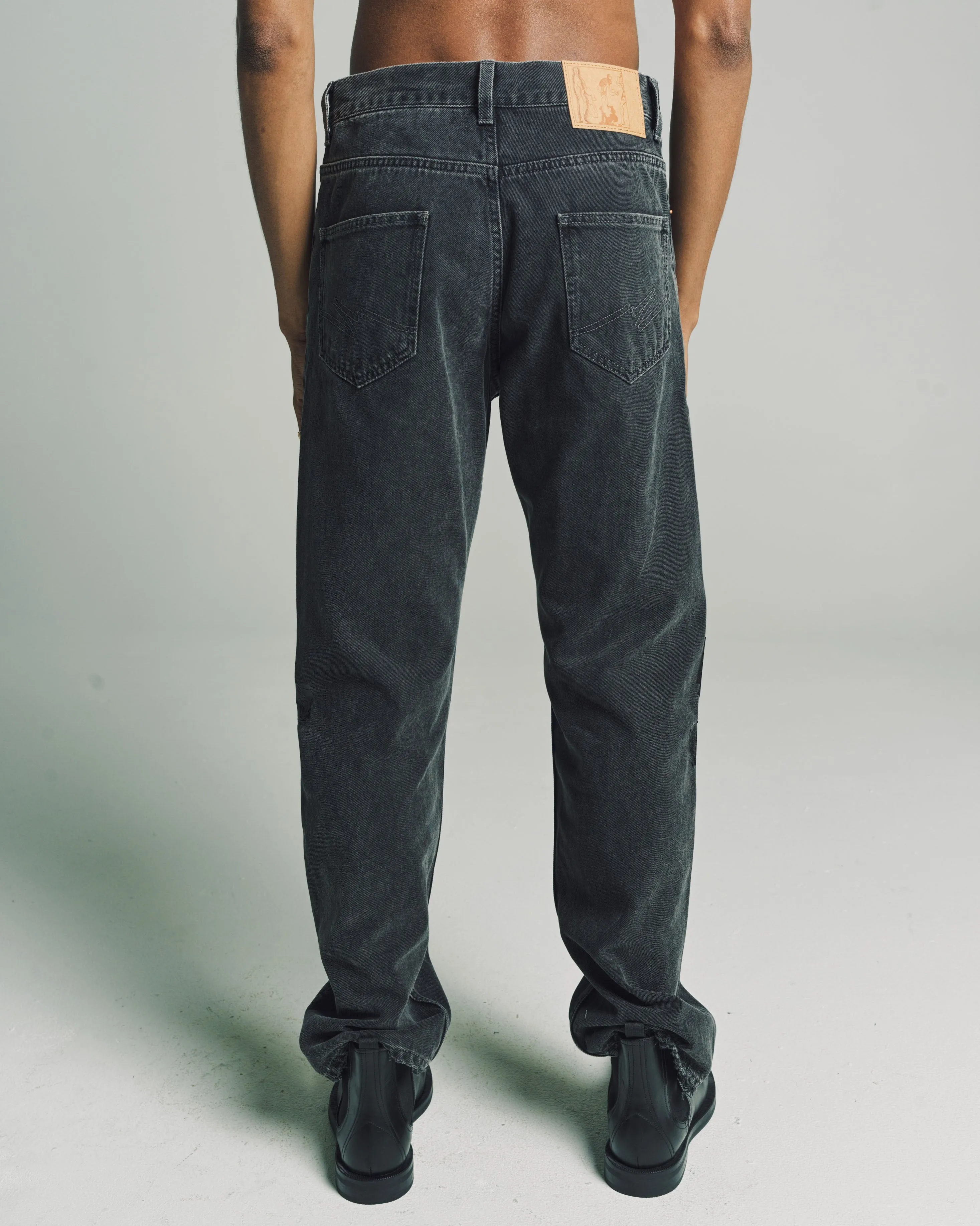 Black Wash Gaffer Tape Relaxed Fit Jean