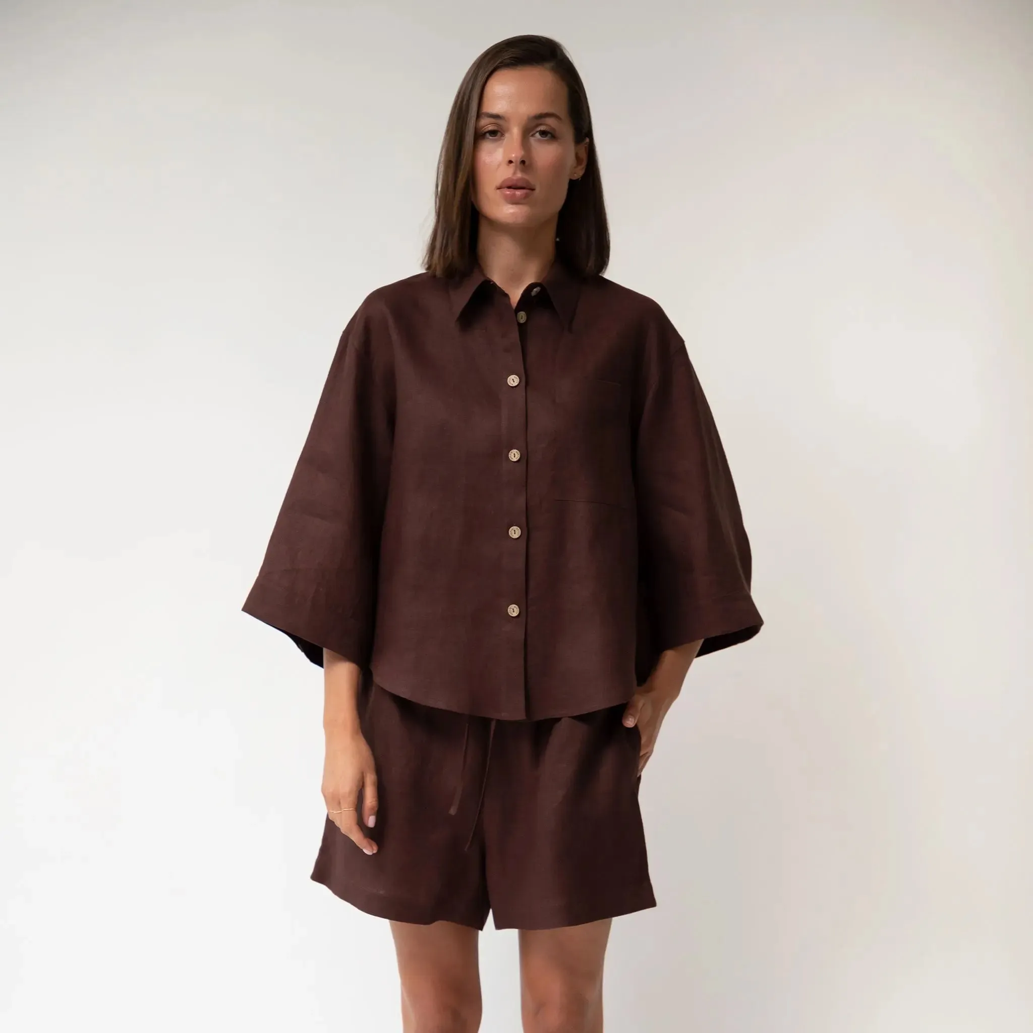 Brown Heavy Linen Shorts Perfect Days