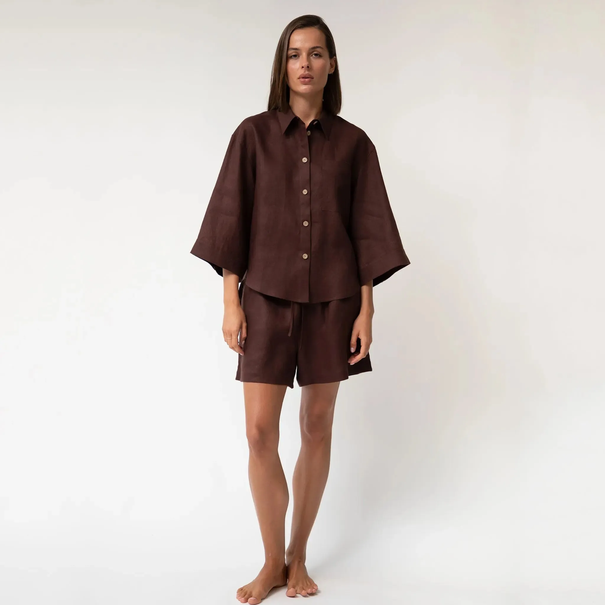 Brown Heavy Linen Shorts Perfect Days