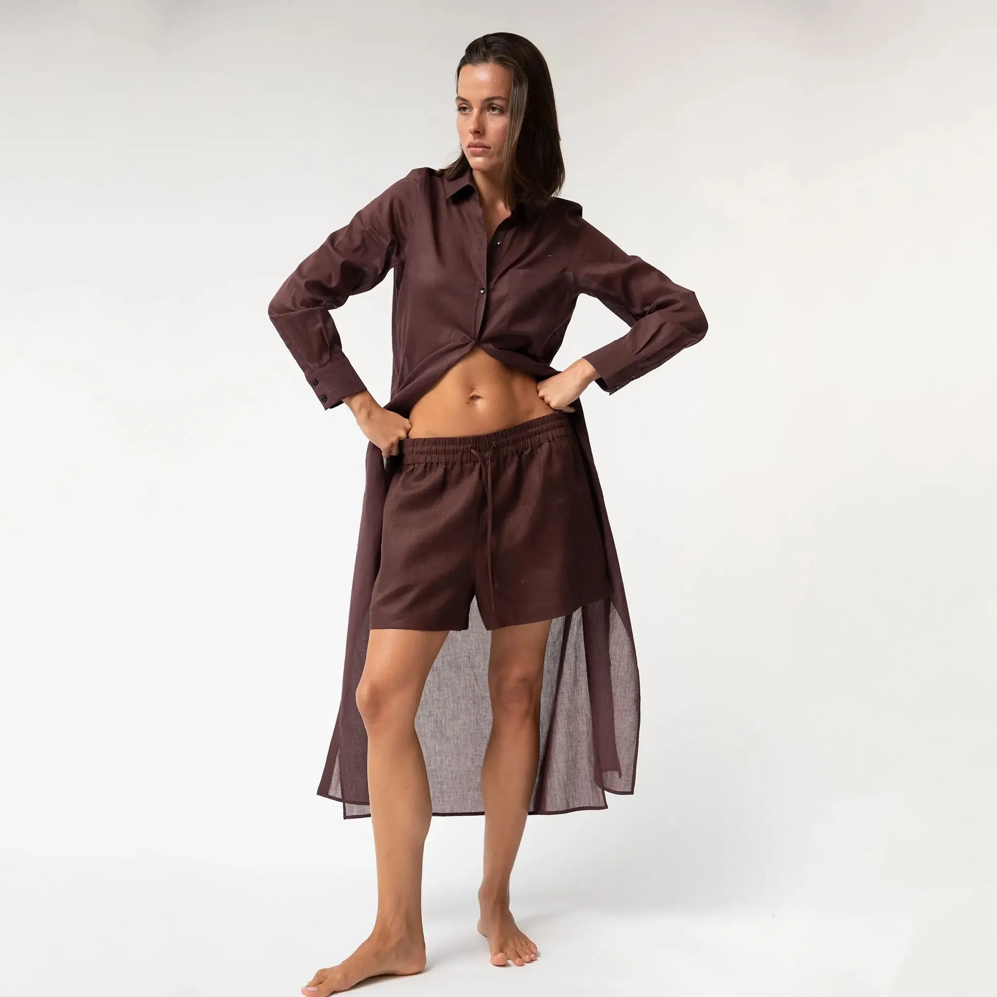 Brown Heavy Linen Shorts Perfect Days