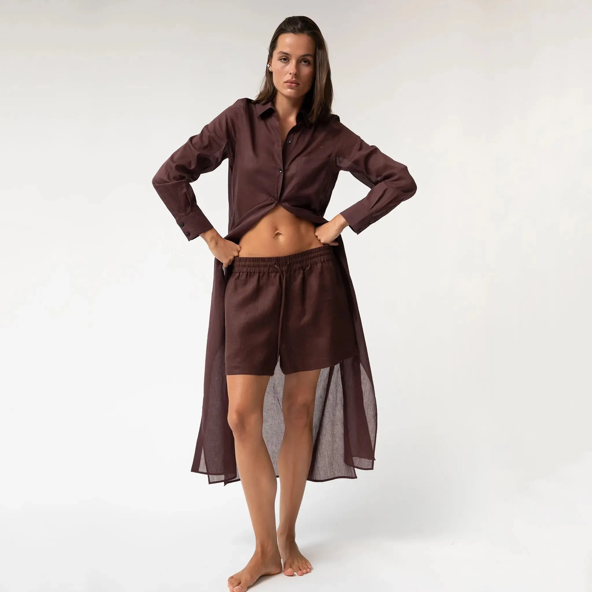 Brown Heavy Linen Shorts Perfect Days