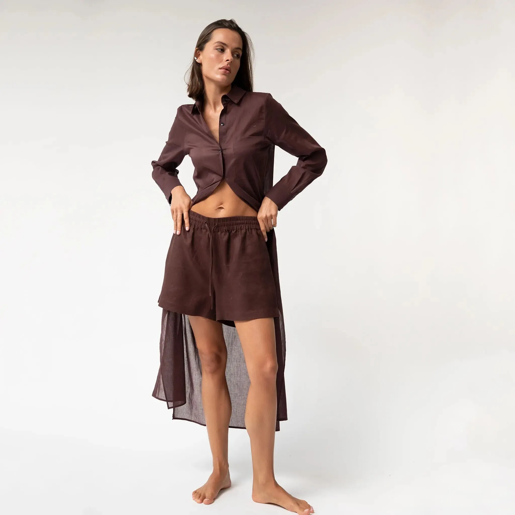 Brown Heavy Linen Shorts Perfect Days