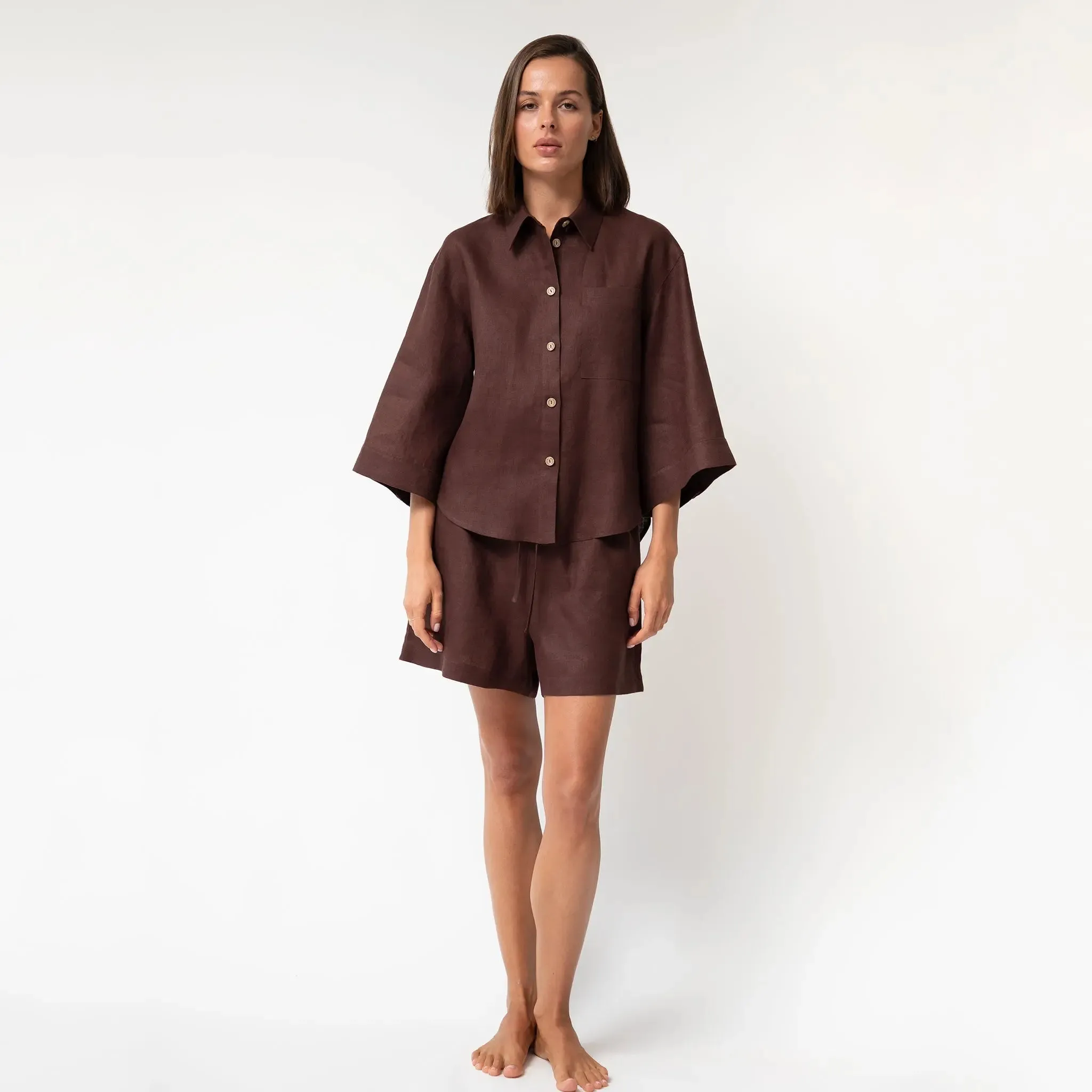 Brown Heavy Linen Shorts Perfect Days