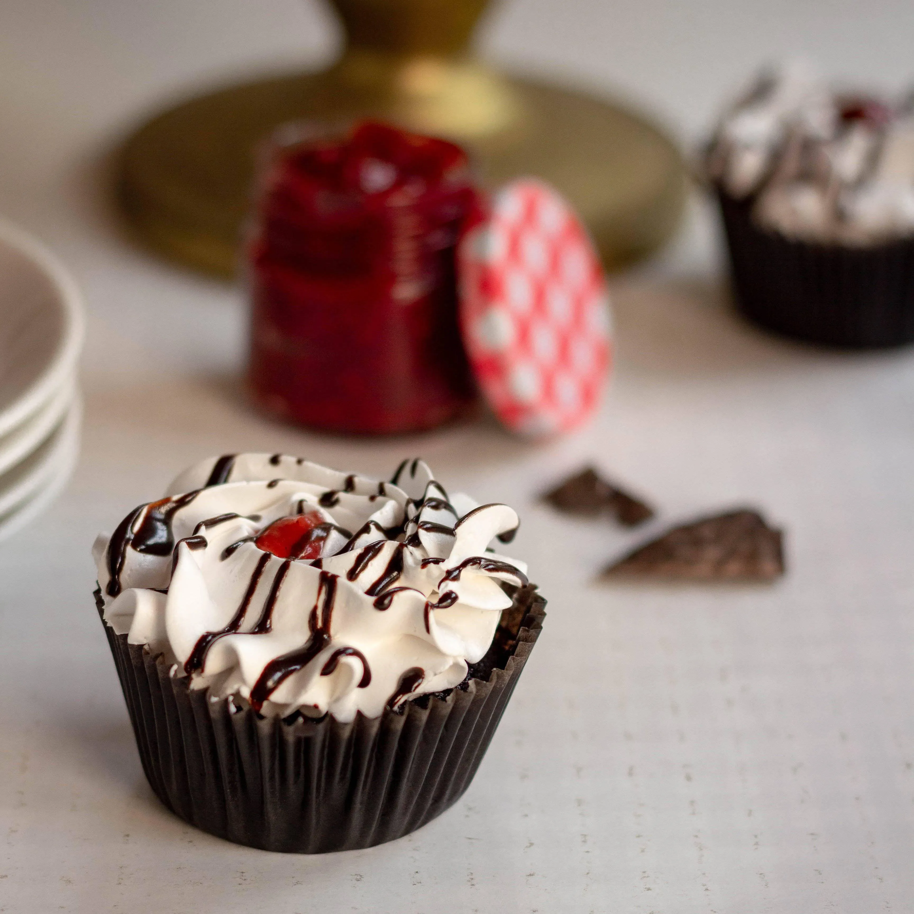 Chocolate Raspberries and Cream Cupcakes (GF)