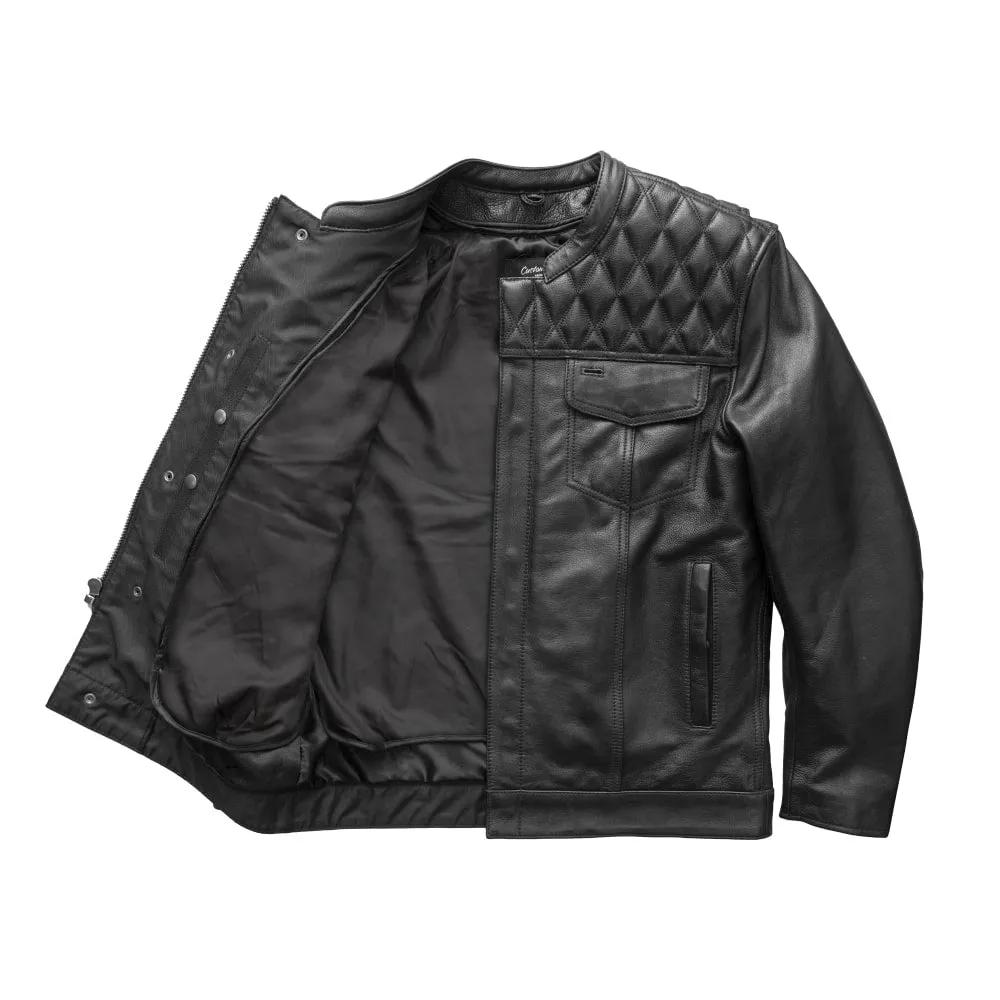 Cinder Men's Cafe Style Leather Jacket