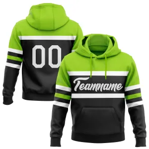 Custom Stitched Black White-Neon Green Line Sports Pullover Sweatshirt Hoodie