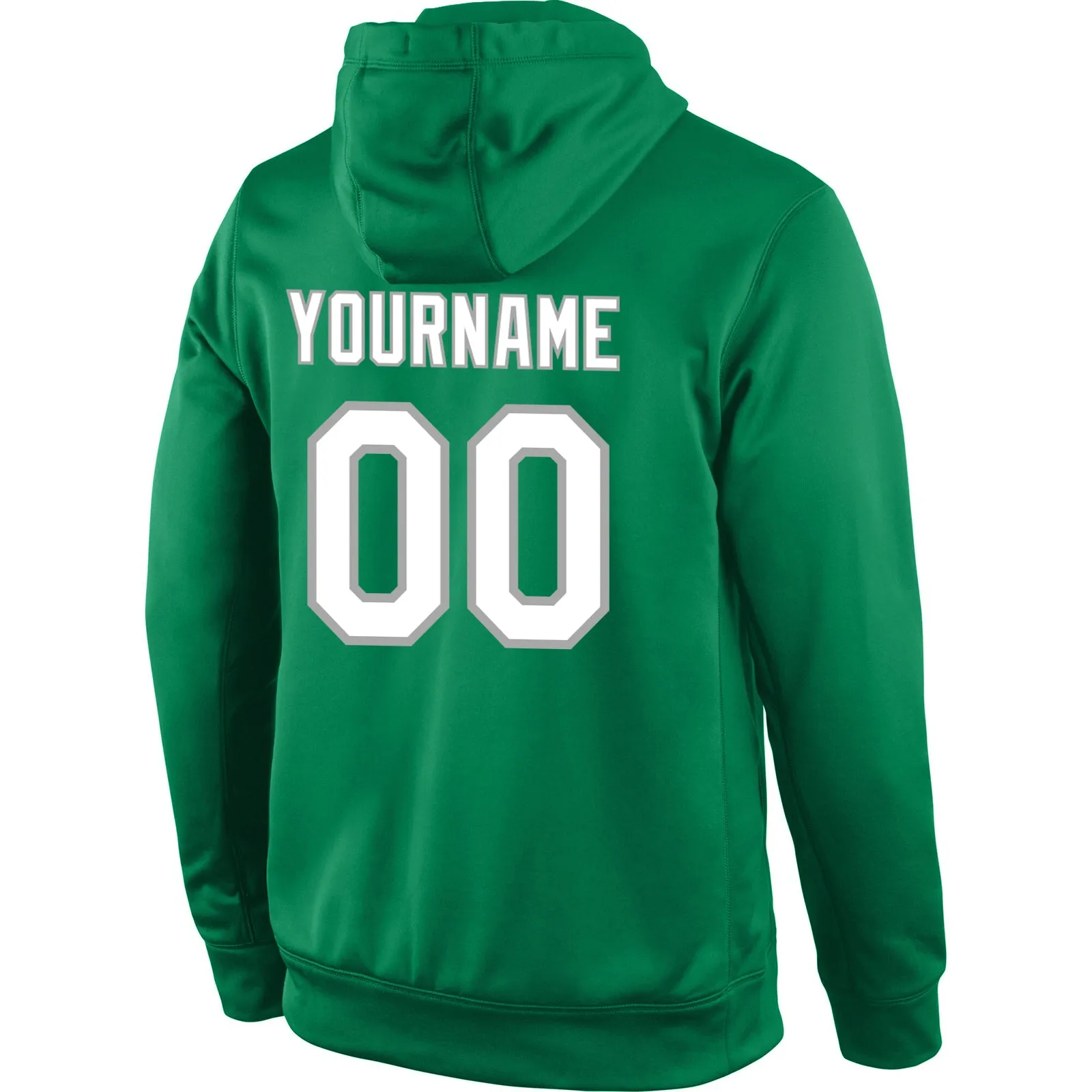 Custom Stitched Kelly Green White-Gray Sports Pullover Sweatshirt Hoodie