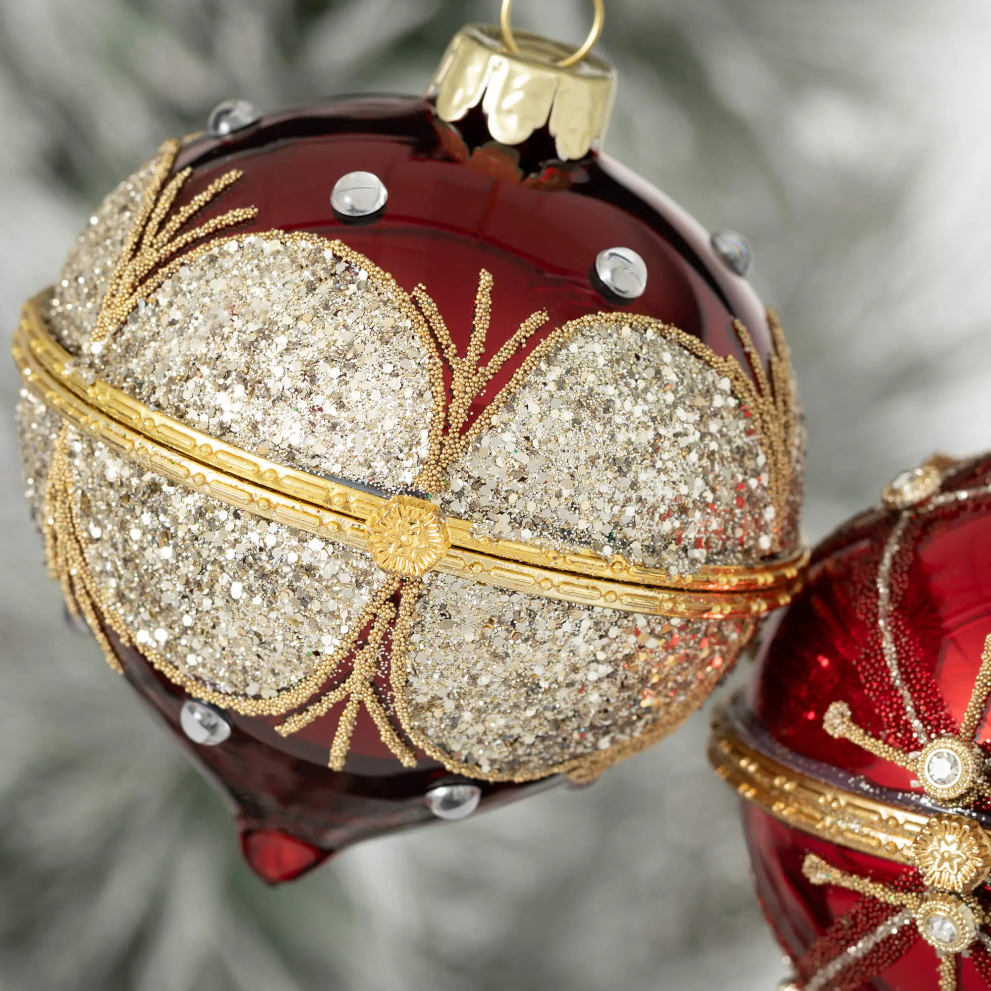 Dark Red Ball Box Ornaments