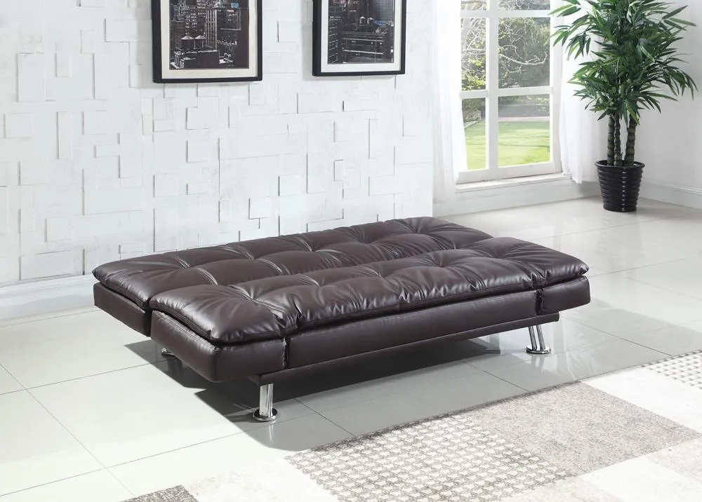 Dilleston Tufted Back Upholstered Sofa Bed Brown