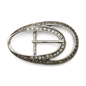 Double Oval Crystal Prong Buckle 30mm