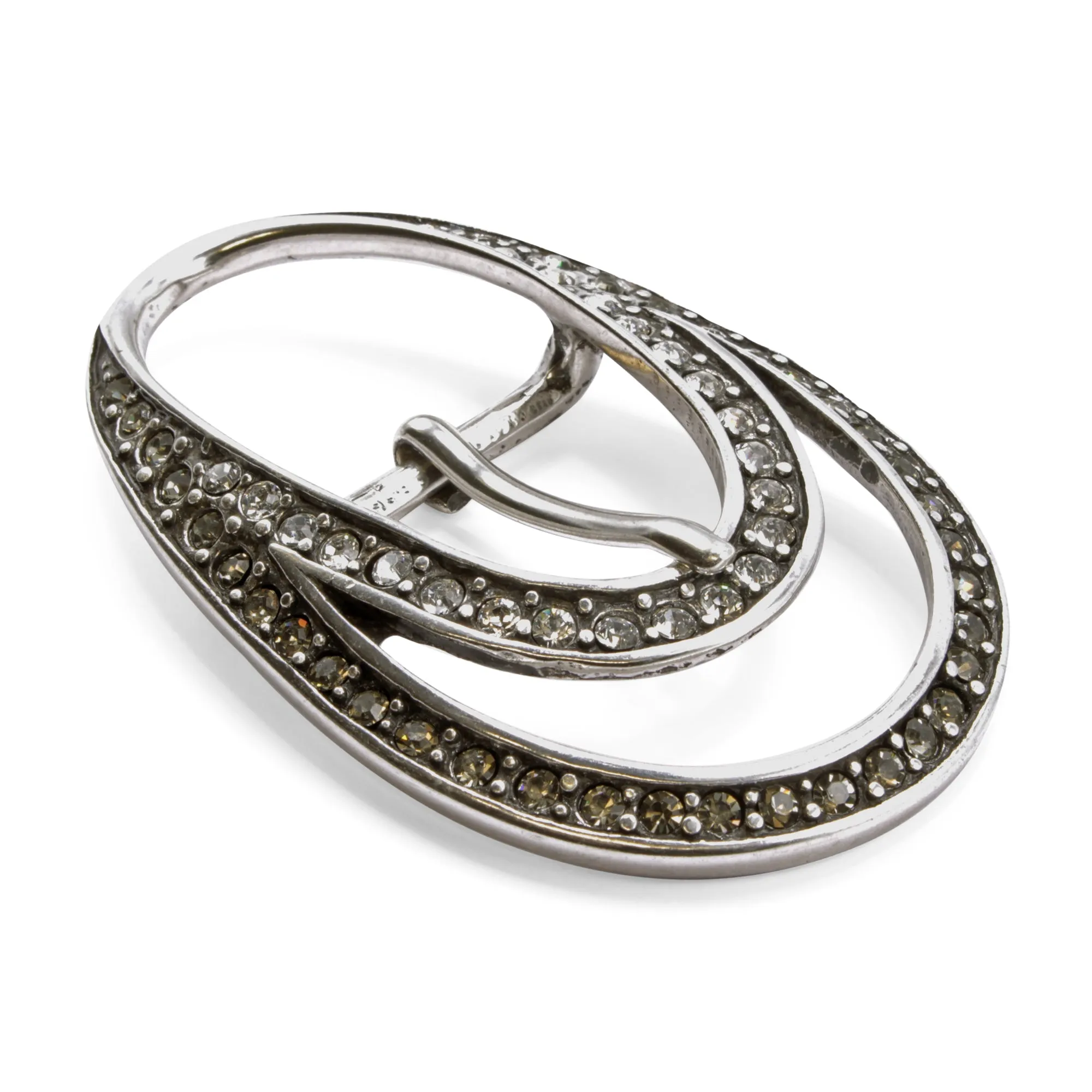 Double Oval Crystal Prong Buckle 30mm