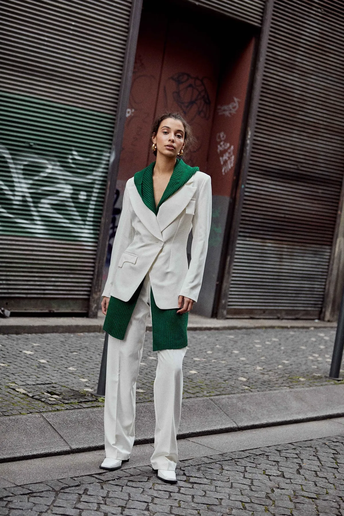 Dove Cinched Blazer White