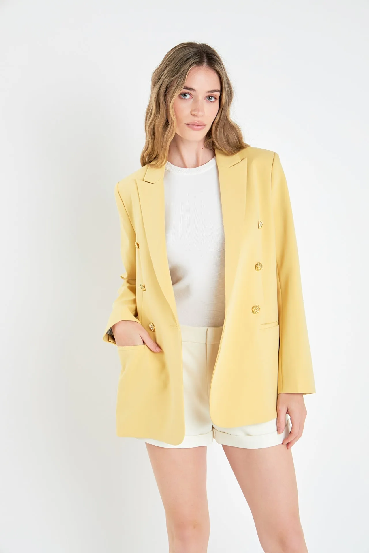 English Factory - Gold Buttoned Structured Blazer