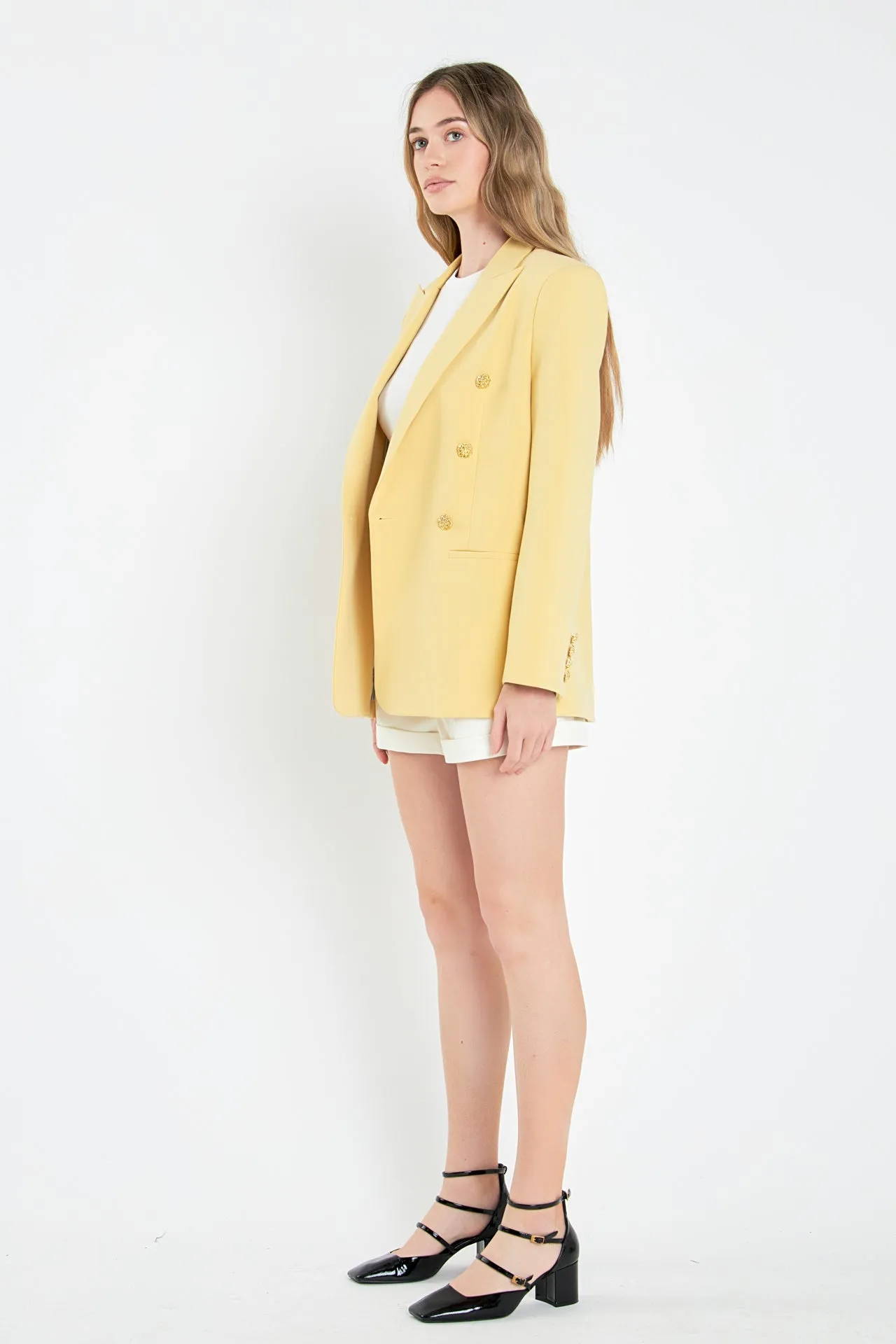 English Factory - Gold Buttoned Structured Blazer