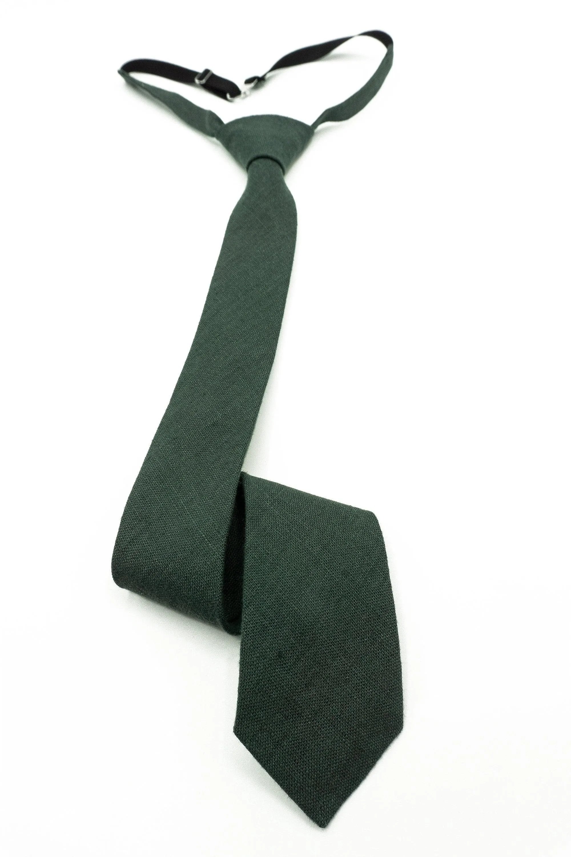 Forest Green Linen Bow Tie Set for Men