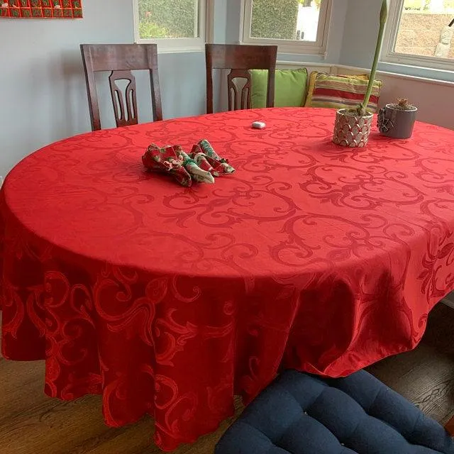 Frédéric Damask Oval Tablecloth