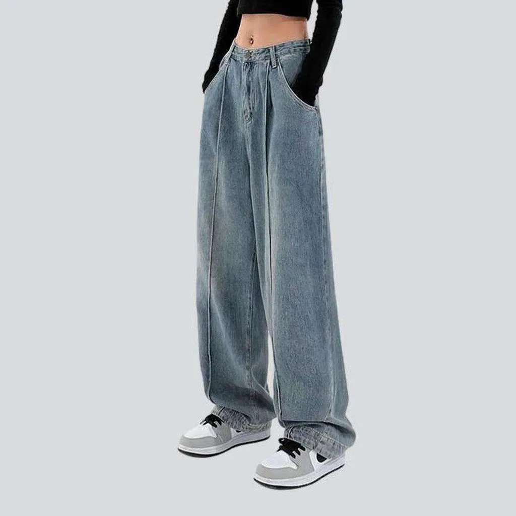 Front seam women's baggy jeans