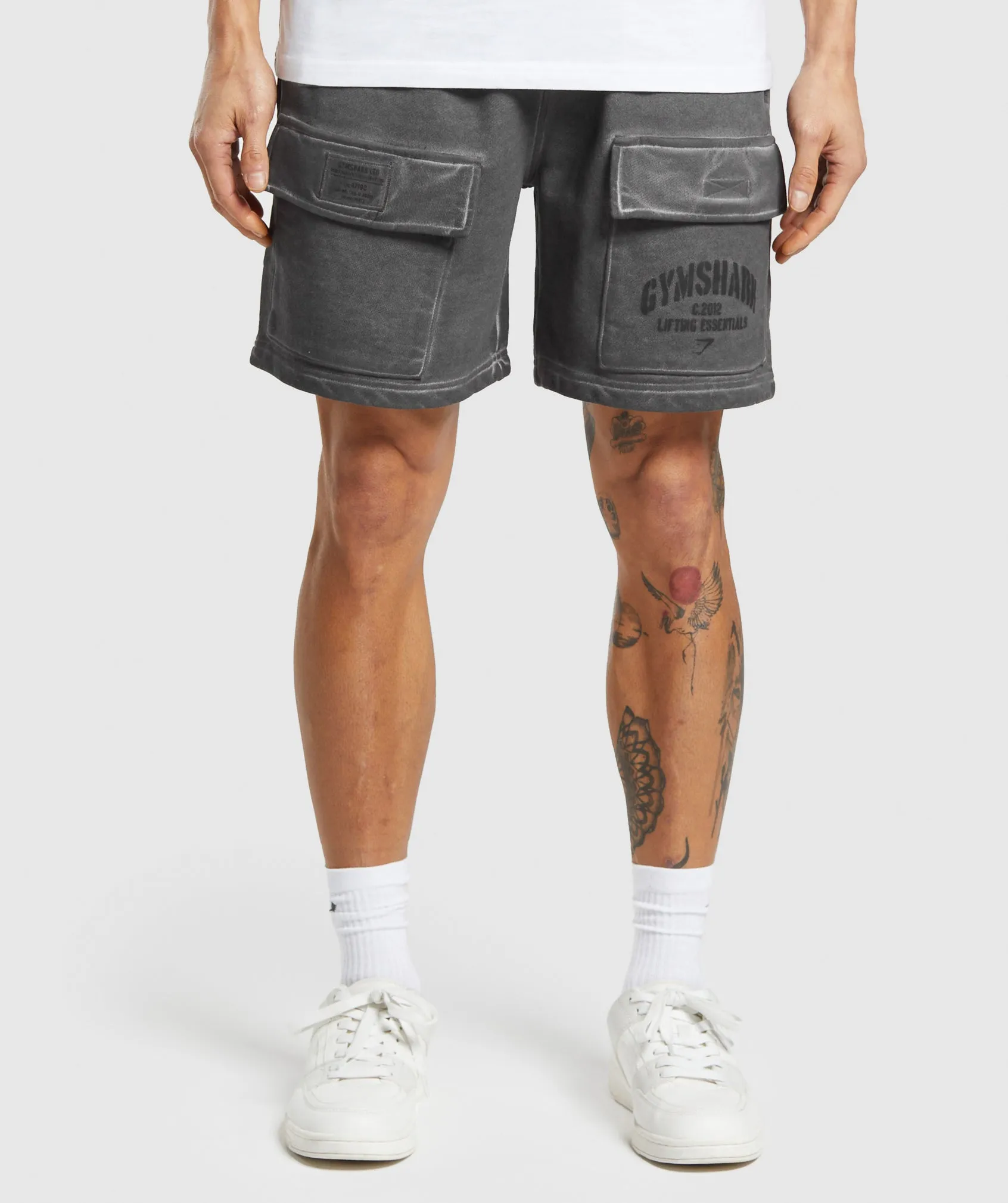 Gymshark Heavyweight Washed Cargo Shorts - Black