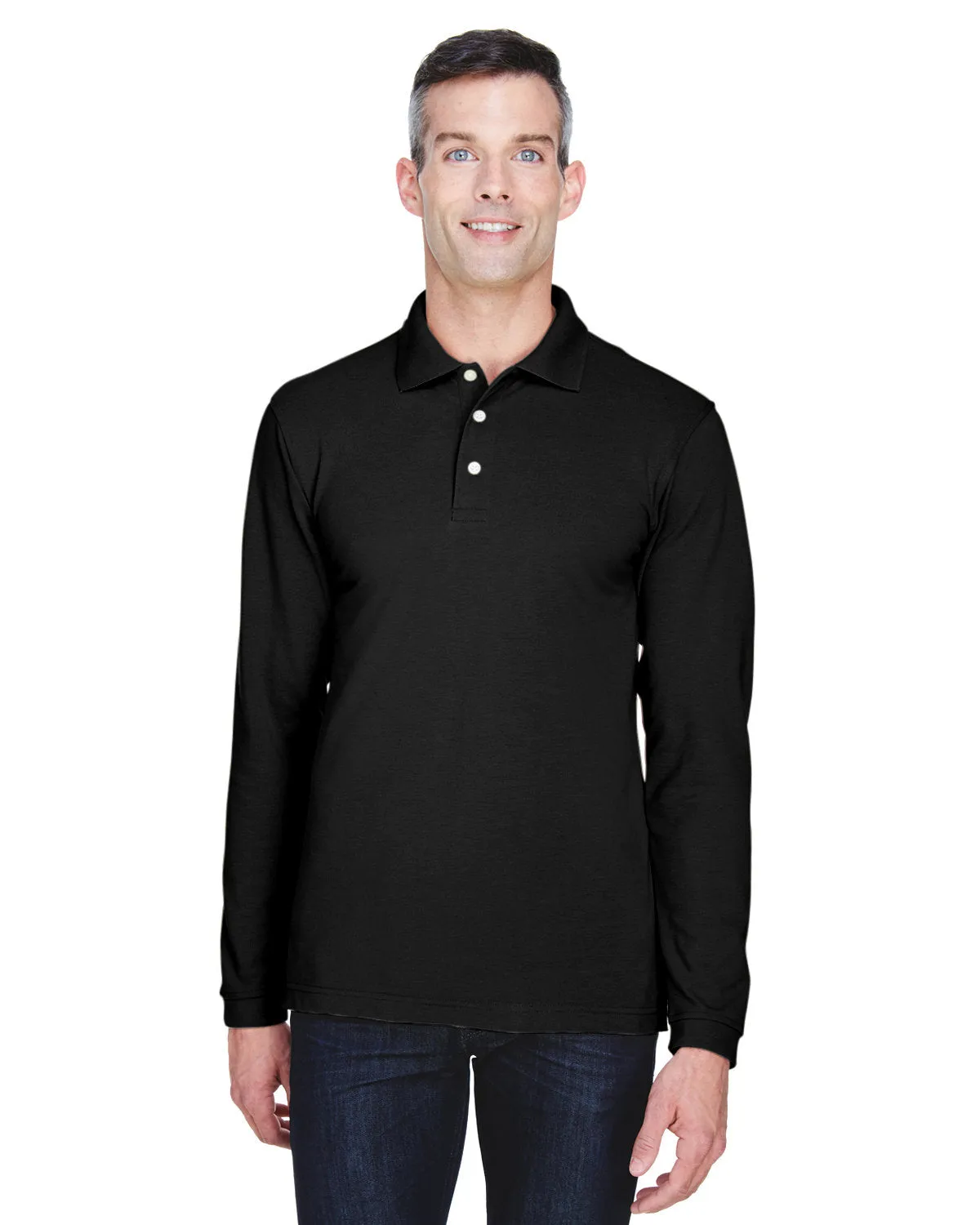 Harriton M265L Men's 5.6 oz. Easy Blend Long-Sleeve Polo