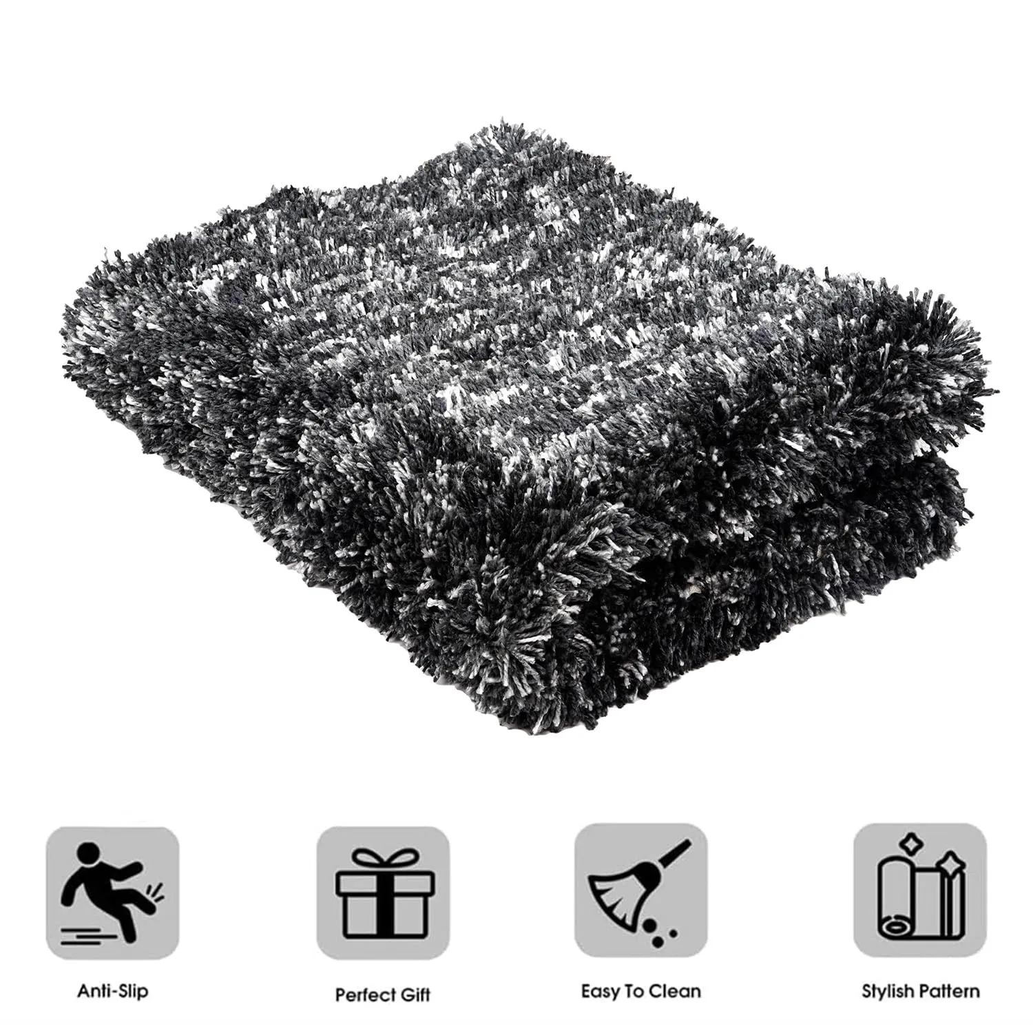 Heart Home Carpet | Shaggy Carpet for Living Room | Fluffy Carpet for Bedroom | Lexus Home Decor Carpet | Floor Carpet Rug | Non-Slip Bedside Rug | 3x5 Feet | Gray