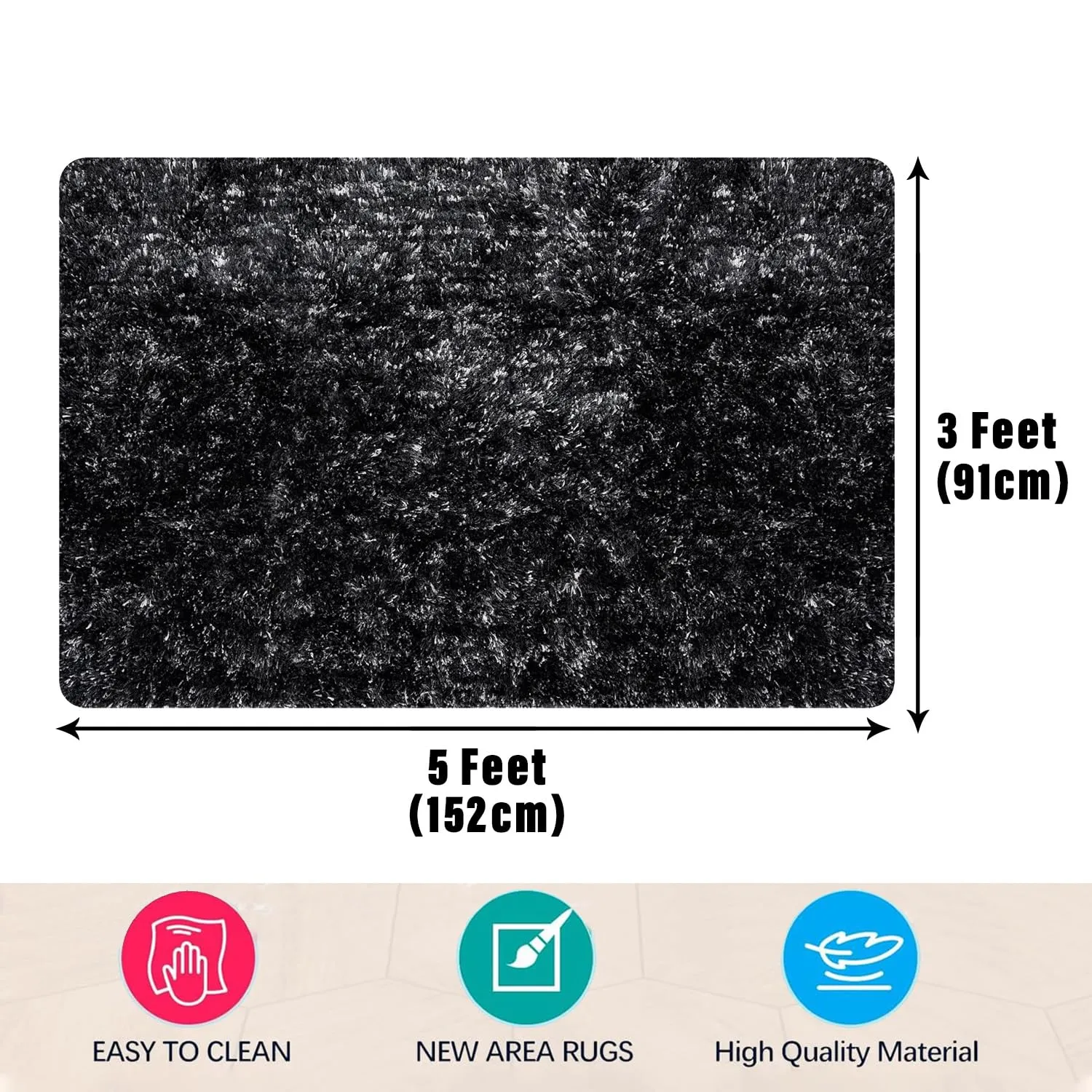 Heart Home Carpet | Shaggy Carpet for Living Room | Fluffy Carpet for Bedroom | Lexus Home Decor Carpet | Floor Carpet Rug | Non-Slip Bedside Rug | 3x5 Feet | Gray