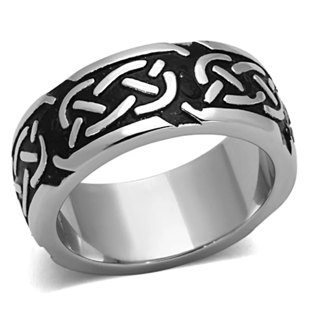 High polished (no plating) Stainless Steel Ring with Epoxy in Jet for Women Style TK1197