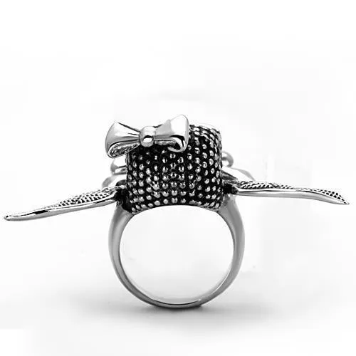 High polished (no plating) Stainless Steel Ring with Epoxy in Jet for Women Style TK1314