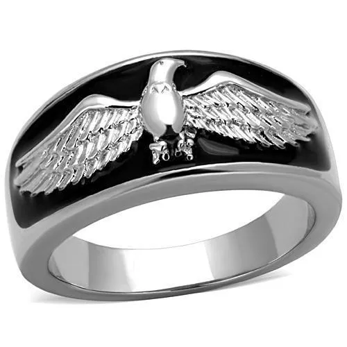 High polished (no plating) Stainless Steel Ring with Epoxy in Jet for Women Style TK1597