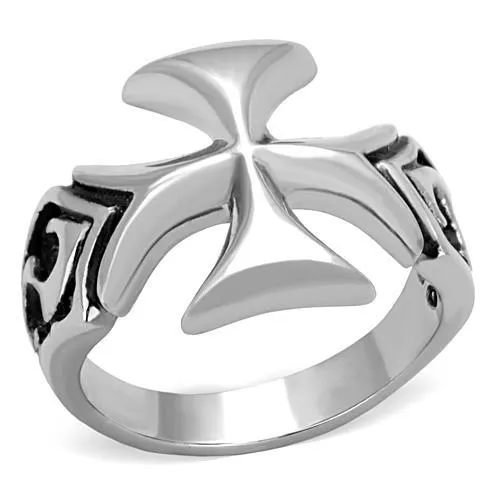 High polished (no plating) Stainless Steel Ring with Epoxy in Jet for Women Style TK1602