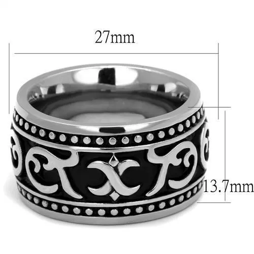 High polished (no plating) Stainless Steel Ring with Epoxy in Jet for Women Style TK2233