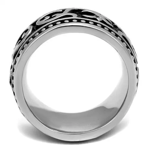 High polished (no plating) Stainless Steel Ring with Epoxy in Jet for Women Style TK2233