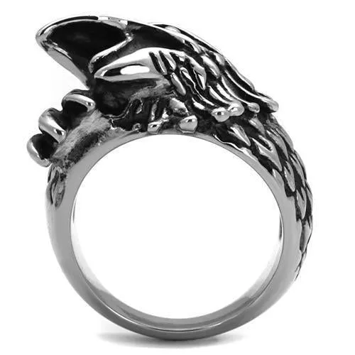 High polished (no plating) Stainless Steel Ring with Epoxy in Jet for Women Style TK2515