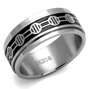 High polished (no plating) Stainless Steel Ring with Epoxy in Jet for Women Style TK2924