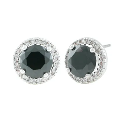 Jules Halo Jet Black Crystal Stud Earrings