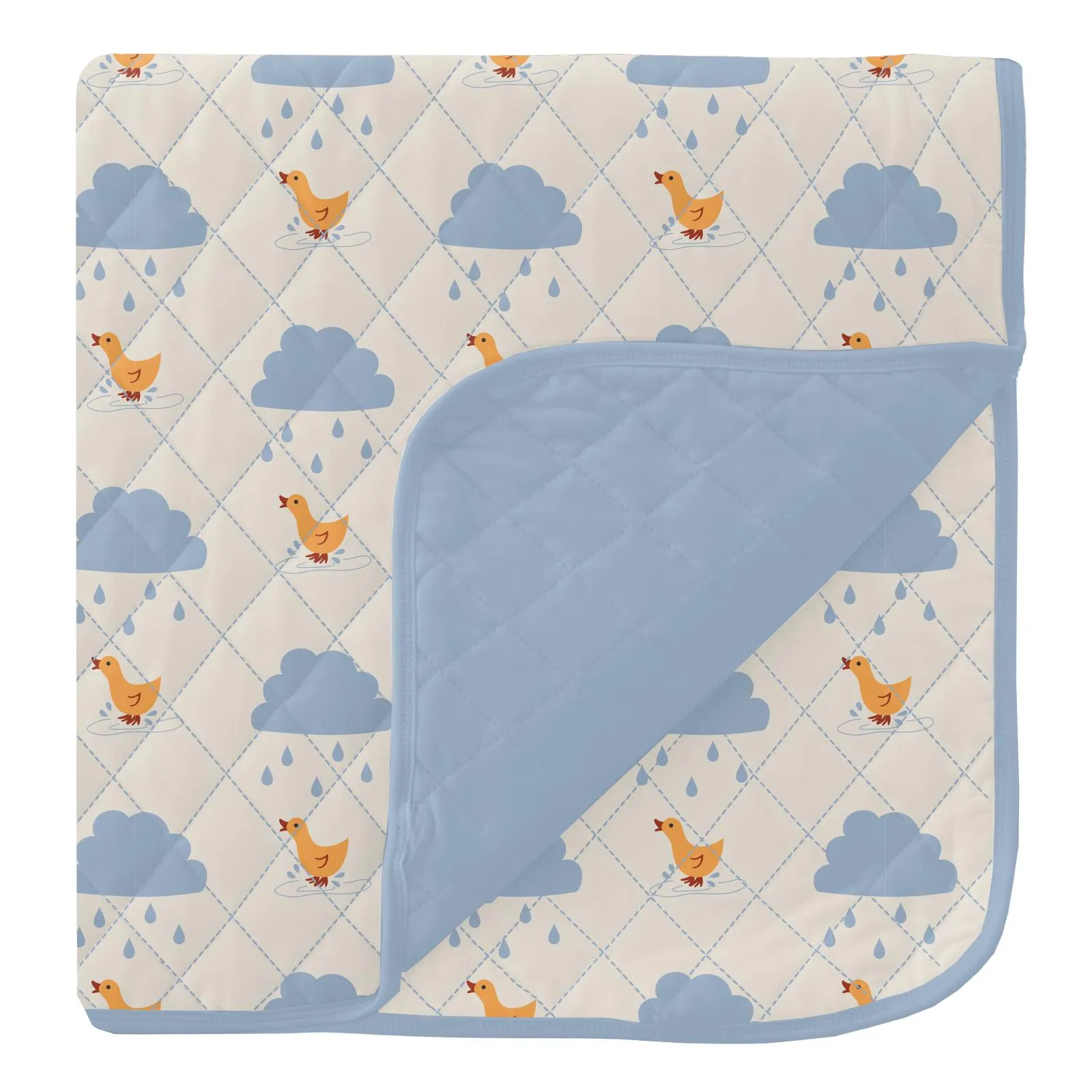 KicKee Pants Natural Puddle Duck / Pond Quilted Toddler Blanket