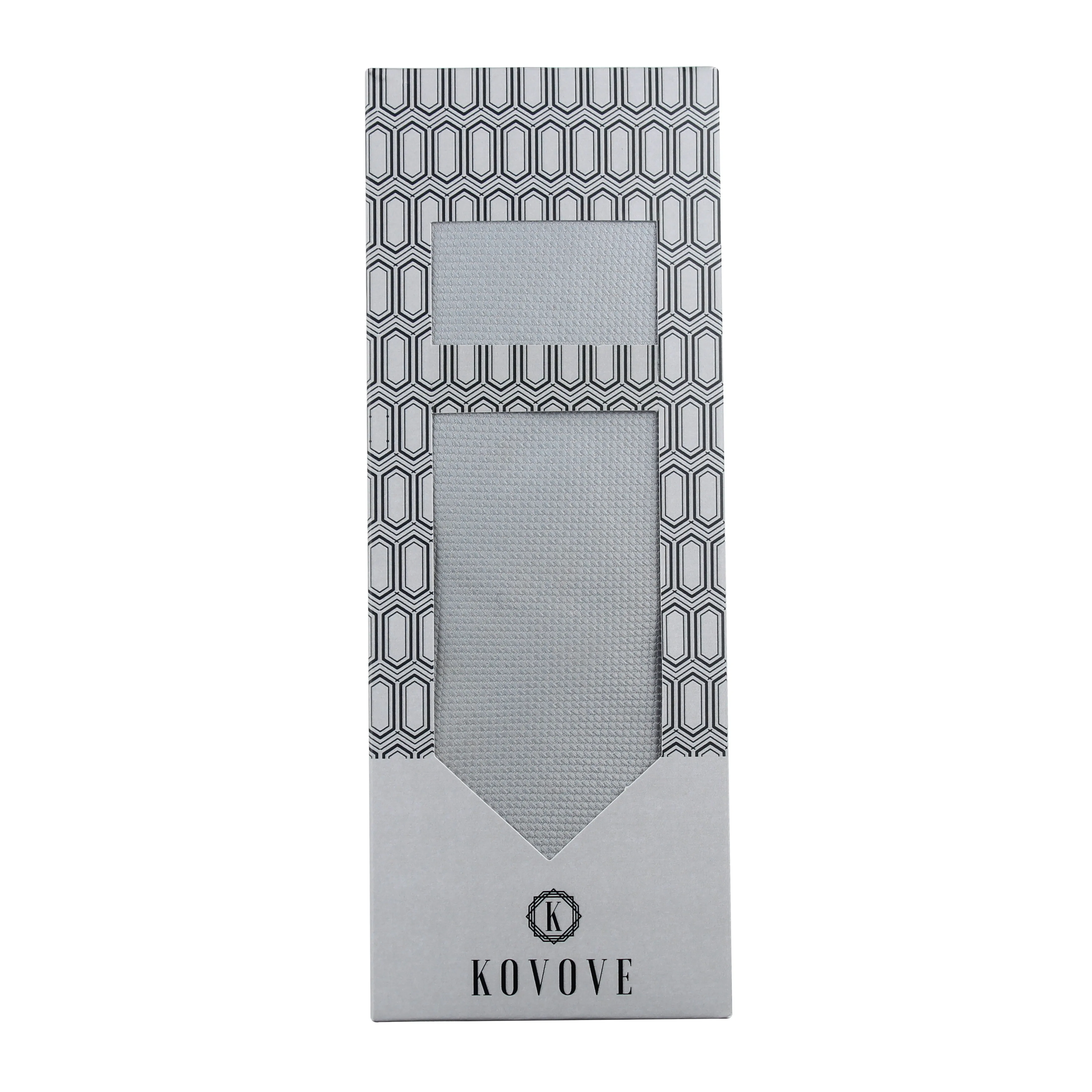 Kovove Grey Checkered Necktie and Pocket Square Gift Box