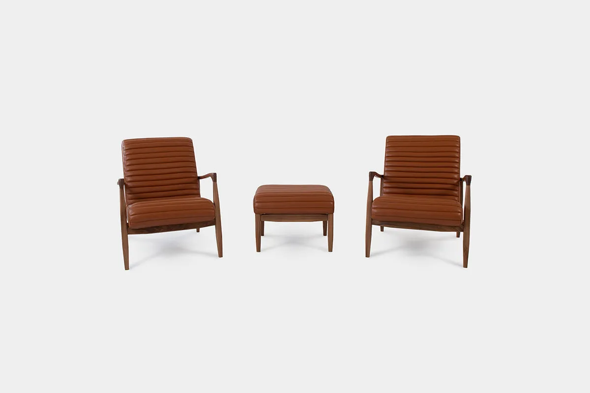 LAICA | Modern Armchair and Ottoman in Spanish Leather or Wool