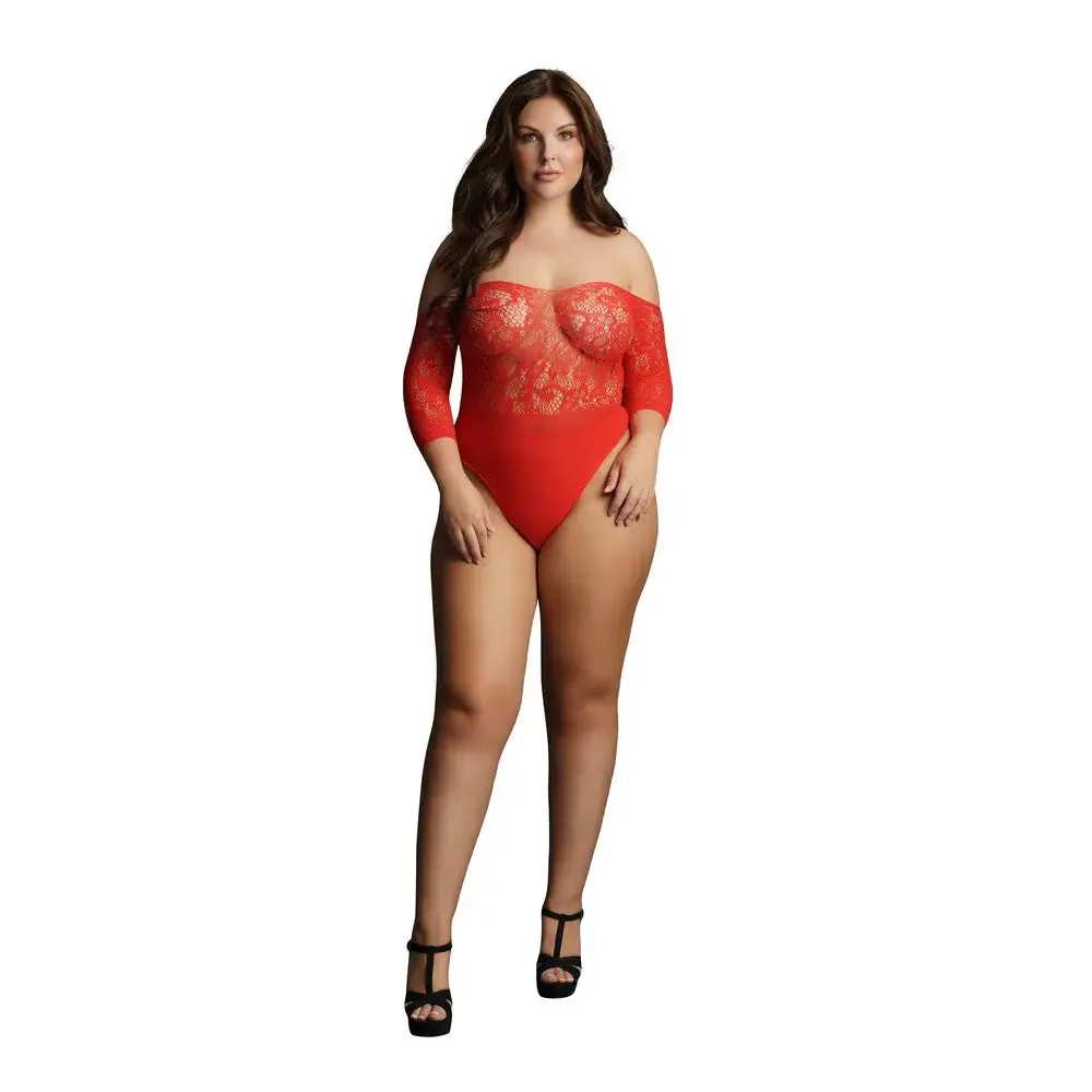 Le Desir Stretchy Sexy Red Crotchless Teddy Uk 14 to 20