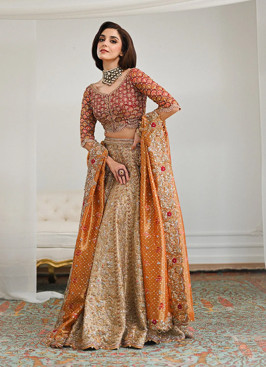 Lila Gold Lehnga Choli Bridal