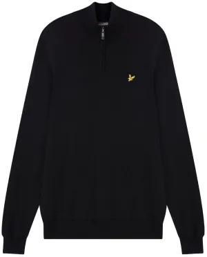 Lyle and Scott Mens Quarter Zip Merino Mix Jet Black