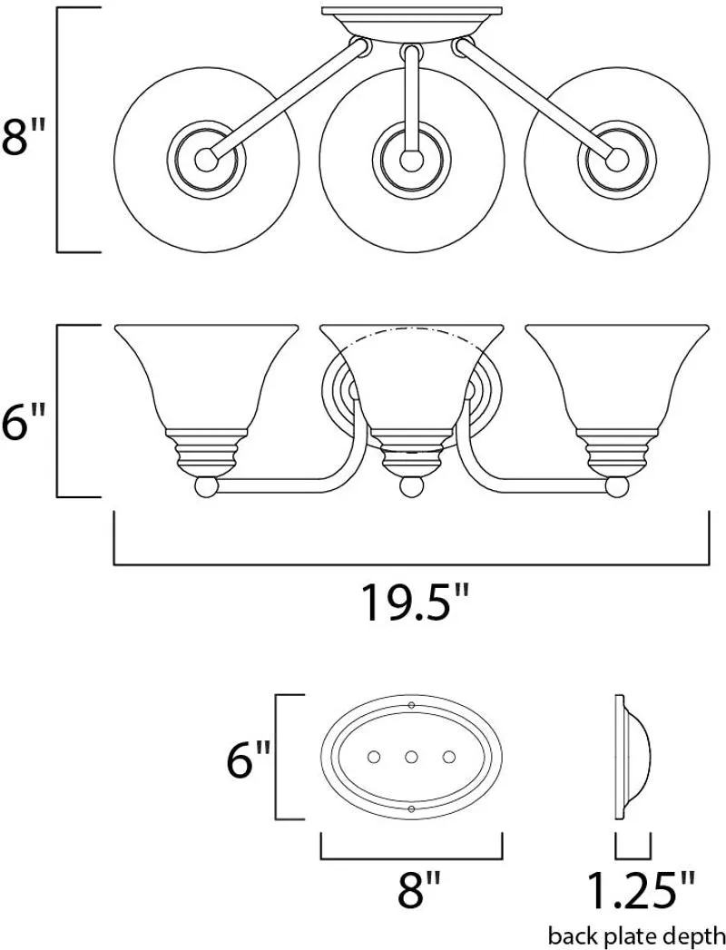 Malaga 19.5" 3 Light Bath Vanity Light in Satin Nickel with Frosted Glass Finish