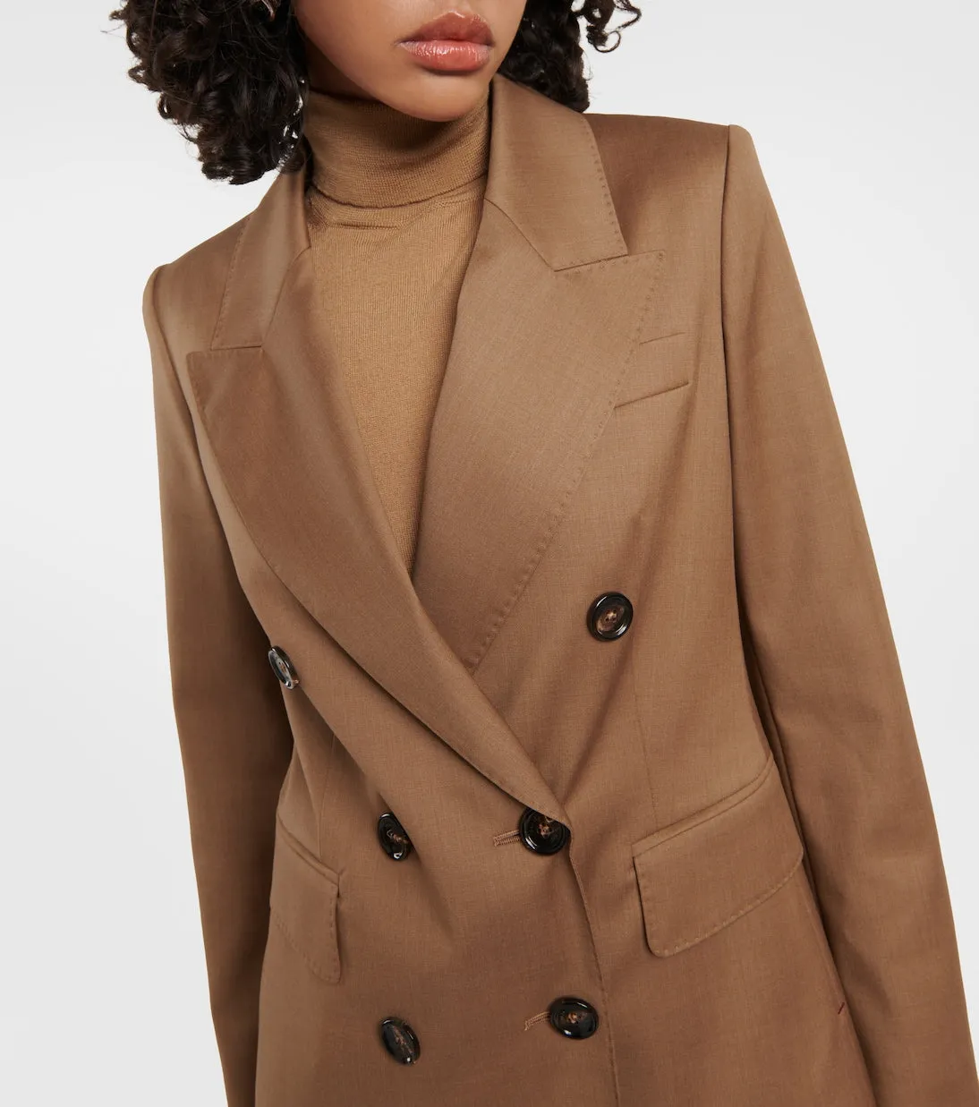 Max Mara Wool Twill Double Breasted Jacket, Brown