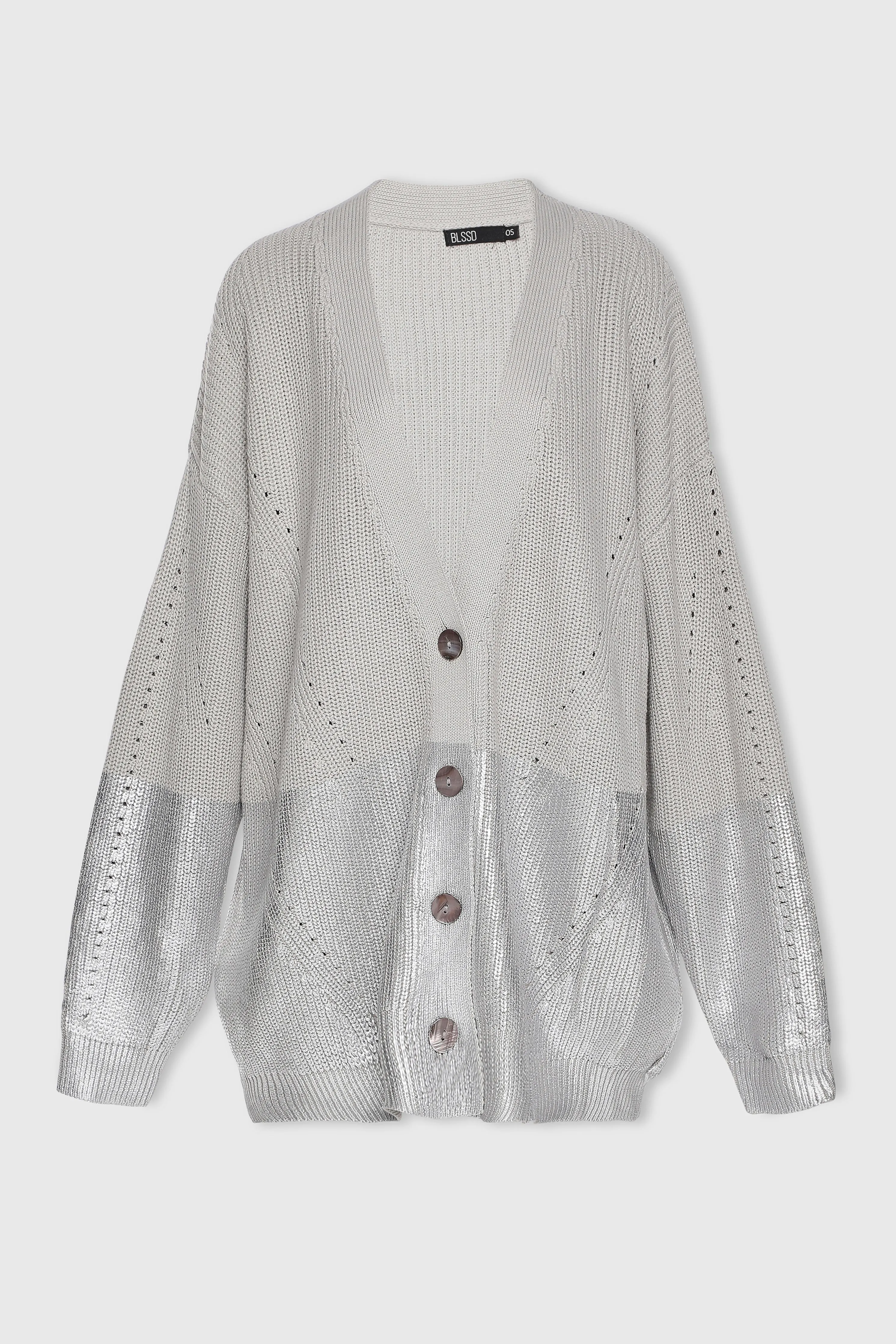 METALLIC EDGE KNIT CARDIGAN