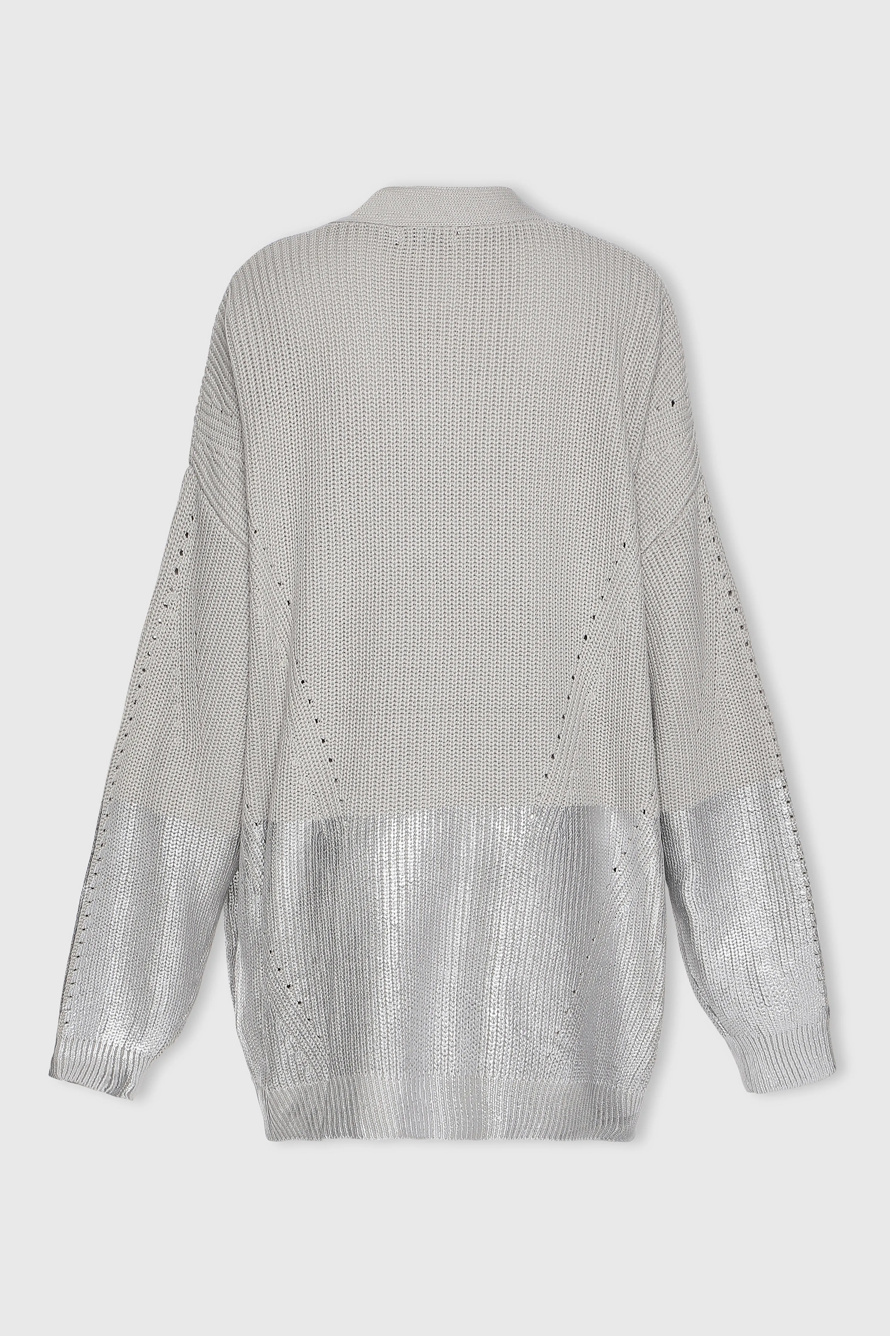 METALLIC EDGE KNIT CARDIGAN