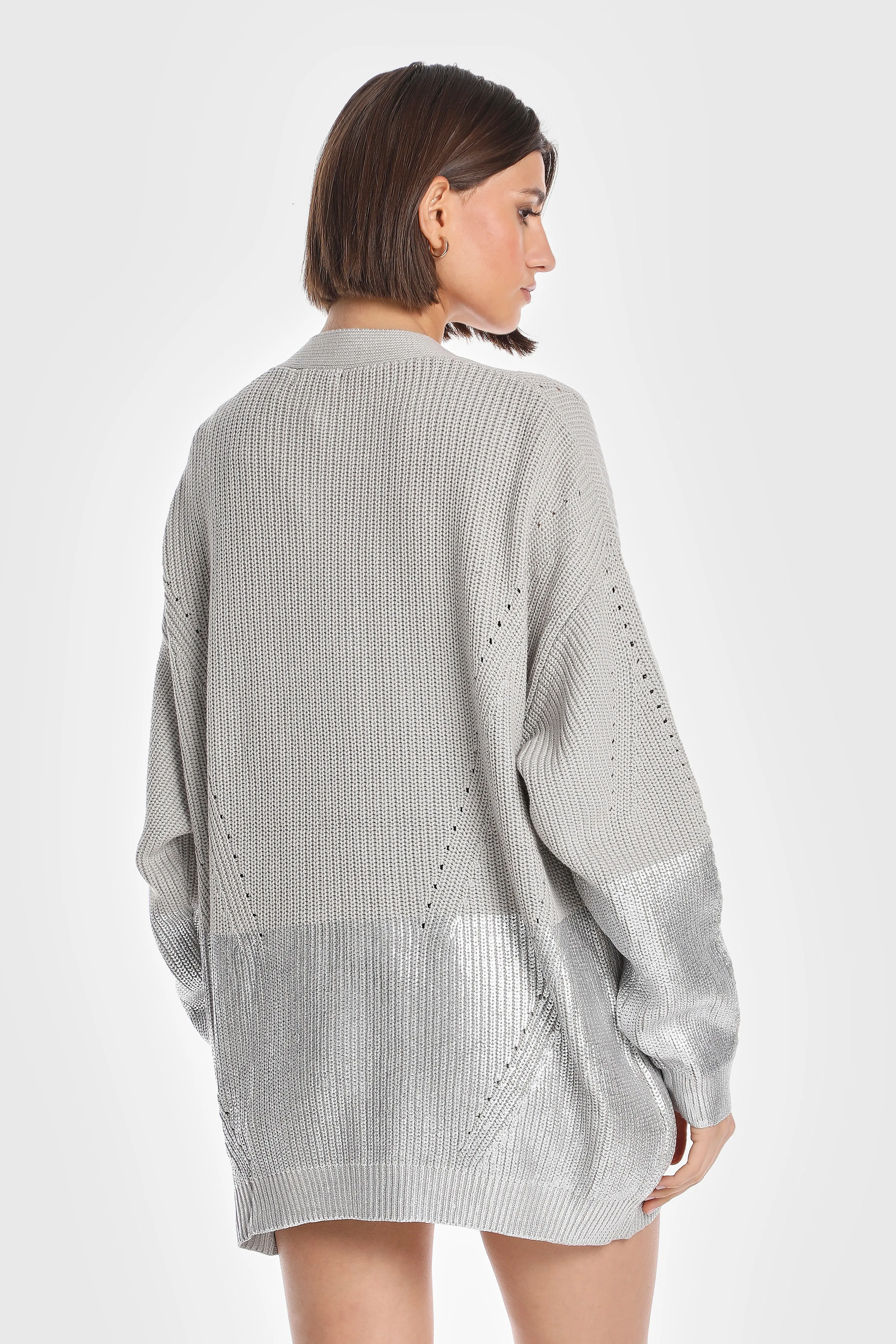 METALLIC EDGE KNIT CARDIGAN