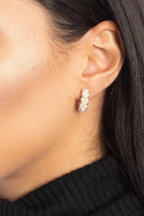 Pearl Embellished Hoop Earrings